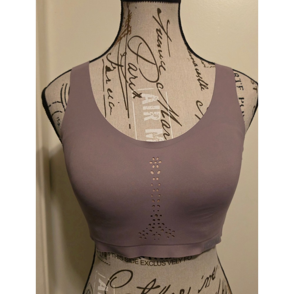 Victoria Sport Angel Max Sports Bra 34D Mauve Laser Cut Racerback Yoga Gym